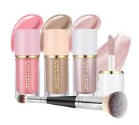 Joyeee 3Pcs Liquid Contouring Sticks avec Pinceau, Highlighter & Blush & Bronzer, non gras et résistant à l'eau, facile à sculpter le visage et à créer un maquillage de finition léger