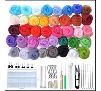 Joyeee 40 couleurs Kit de feutrage de laine de feutrage de qualité supérieure, avec Aiguilles de feutrage, Tampon en mousse haute densité pour débutants et adultes, Peinture sur laine artisanale