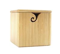 Joyeee Bol à laine extra large en bambou avec couvercle, boîte à tricoter XL pour ranger de grosses boules de laine, bol à crochet fait main pour femme, maman, grand-mère, 19,6 cm/7,7 pouces