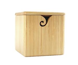 Joyeee Bol à laine extra large en bambou avec couvercle, boîte à tricoter XL pour ranger de grosses boules de laine, bol à crochet fait main pour femme, maman, grand-mère, 19,6 cm/7,7 pouces