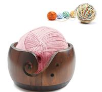 Joyeee Bols en bois pour tricot, bols de rangement de fil faits à la main pour bricolage, crochet, décoration d'intérieur, kit d'accessoires pour femmes, grand bol rond en laine tissée, 15,2 x 7,9 cm