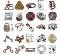 Joyeee Casse-tête en Métal, Brain Teaser Puzzles Métallique Jouet de Verrouillage Déverrouiller, IQ Logique Test Puzzles de l'intelligence éducative pour Adultes et Enfants, Haute difficulté - 25PCS A