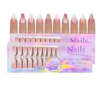 Joyeee Faux Ongles Press on Nails, 300pcs Faux Ongles à Coller Court French Manucure, 5 Couleurs 2 Formes 15 Tailles, Faux Ongles Amande Clou Carré pour Filles et Femmes (Dégradé Nude)