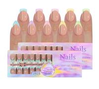 Joyeee Faux Ongles Press on Nails, 300pcs Faux Ongles Court French Manucure, 5 Couleurs 2 Formes 15 Tailles Faux Ongles à Coller, Faux Ongles Amande Clou Carré pour Filles et Femmes