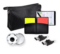 Joyeee Kit d'arbitre de football, accessoires d'arbitre de sport livrés avec sifflet pour entraîneurs, cartes rouges et jaunes, pièces de monnaie de lancement de football, portefeuille, équipement de