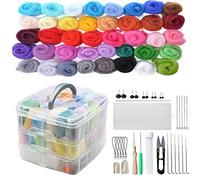 Joyeee Kit de feutrage à l'aiguille pour débutants avec 40 couleurs de laine, outils de feutrage à l'aiguille, aiguilles de différentes tailles, ciseaux, artisanat animal décoration de la maison