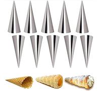 Joyeee Lot de 10 moules à pâtisserie en forme de corne de crème en acier inoxydable pour cannolis, houppette, cône de pâtisserie, moule à croissant, moule à brioche de 12,7 cm, outil de cuisson,