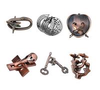 Joyeee Lot de 6 Puzzles en Fil métallique pour Casse-tête, Jeu d'esprit, Test de QI, Jeu de Puzzle, Jeu éducatif, Cadeau pour garçons, Filles, Adolescents, Adultes, #B