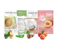 Joyeee Masque Pieds, 4 Paires Chaussettes Exfoliant pour pour des Pieds Doux et Lisses, Exfolie les Peaux Mortes, les Talons Crevassés et les Callosités, Soins des Pieds pour Hommes et Femmes