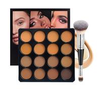 Joyeee Palette de Contouring Anti-Cernes, 16 Couleurs Palette de Poudre Cosmétique Correcteur de Couleur Moyenne à Foncée avec Pinceau, Couvre les Cernes, les Bleus