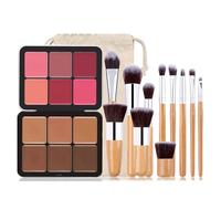Joyeee Palette de maquillage Blush + Crème Contour Palette Kit, avec 11 pinceaux de maquillage, Palette de contouring anti-cernes pour masquer les cernes, rougeurs, acné, imperfections
