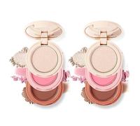 Joyeee Palette Maquillage Polyvalent, Palette de Blush et Highlighter et Contour 3 en 1, Poudre Scintillante Ultra-fine, Léger et Longue tenue, Face Palette Pour Contouring Sculpte et Illumine#1, 2PCS