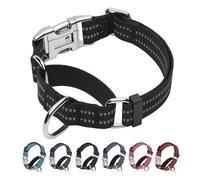 JOYEEIIOO Collier martingale réfléchissant pour chien avec boucle en métal robuste et réglable en nylon pour chiens de taille moyenne et grande taille, noir, taille L
