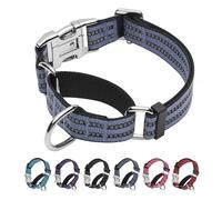 JOYEEIIOO Collier réfléchissant martingale pour chien avec boucle en métal robuste et réglable en nylon pour chiens de taille moyenne et grande taille, gris, bleu, XL