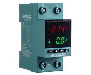 JOYELEC Protecteur de surtension et de sous-tension, stabilisateur de tension, dispositif de protection contre les surtensions AC230V, relais de réinitialisation réglable, voltmètre 63A, protection