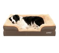 JOYELF Lit orthopédique pour Chien de Grande Taille, canapé-lit en Mousse, traversin imperméable avec Housse Amovible Lavable et Fond antidérapant - Café