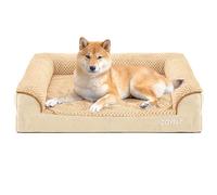 JOYELF Lit orthopédique pour Chien de Taille Moyenne, canapé-lit en Mousse en Forme de U, traversin imperméable avec Housse Amovible et Lavable et Fond antidérapant - Khaki