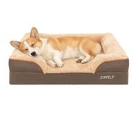 JOYELF Lit orthopédique pour Chien de Taille Moyenne, canapé-lit en Mousse, traversin imperméable avec Housse Amovible Lavable et Fond antidérapants - Café