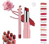 Joyeloo Lip Balm,Joyeloo Lip Glaze,Hydrating Glaze Lips Balm - Non-sticky Shine,Genli Lips Balm,Two-in-One Set Lipliner with Non-stick Cup Long-Lasting Waterproof Matte Lipstick Set (04#)