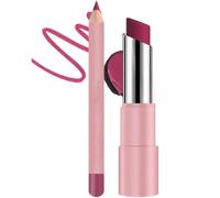 Joyeloo Lip Balm,Joyeloo Lip Glaze,Hydrating Glaze Lips Balm - Non-sticky Shine,Genli Lips Balm,Two-in-One Set Lipliner with Non-stick Cup Long-Lasting Waterproof Matte Lipstick Set (08#)