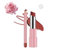 Joyeloo Lip Balm,Joyeloo Lip Glaze,Hydrating Glaze Lips Balm - Non-sticky Shine,Genli Lips Balm,Two-in-One Set Lipliner with Non-stick Cup Long-Lasting Waterproof Matte Lipstick Set (02#)