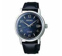 Montre Seiko Presage automatique date cadran bleu bracelet cuir 38,5 mm Homme