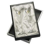 JOYERIA EL FARO Verres 50e anniversaire de mariage d'or personnalisés avec noms | Cristal de Bohême | Étui premium inclus | Célébrez 50 ans d'amour ensemble