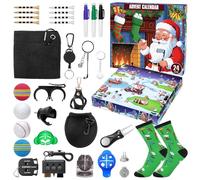 Joyesplay Calendrier de l'avent golf golf 2025 pour les hommes,cadeaux de coupe de Noël de 24 jours pour le père mari petit ami avec des accessoires de golf boules, compteur de score, chaussettes etc