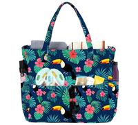 Joyesplay Grand sac de plage XXL familial avec fermeture éclair pour femme - Imperméable et résistant au sable - Sac d'été pour la plage, les voyages, le shopping, la piscine, Oiseau toucan pourpre, L