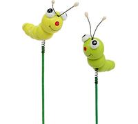 Joyeuse chenille en bois sur tige, Vert Jaune, Set de décoration 24 pcs, 8cm - Décoration idéale pour le printemps