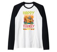 Joyeuse fête de la Turquie, Mignon Petit pèlerin, Thanksgiving Manche Raglan