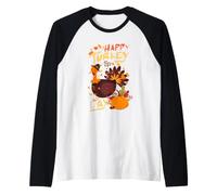 Joyeuse fête de la Turquie, Mignon Petit pèlerin, Thanksgiving Manche Raglan