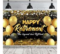 joyeuse retraite banderole, 180x110 ultimate retirement banner, retirement background banner, oversized black and gold décoration retraite banderole, men women farewell party retirement part