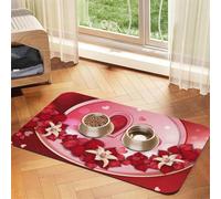 Joyeuse Saint-Valentin,Tapis d'alimentation pour Animaux de Compagnie, Sets de Table en Cuir PU pour Chats et Chiens,30x45cm