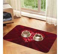 Joyeuse Saint-Valentin,Tapis d'alimentation pour Animaux de Compagnie, Sets de Table en Cuir PU pour Chats et Chiens,40x60cm