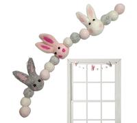 Joyeuses guirlandes de lapin de Pâques, guirlande de lapin de Pâques - Fente Pastor Garland Bohemia PRENA DE PORTE - Fournitures de fête faites à la main Décoration colorée de la couronne de boules