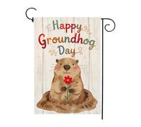 Joyeuses Journée De La Marmotte, Punxsutawney Spring Phil Bannière Cour 30X45Cm Bannière Suspendre Éclatantes Drapeau De Cour Pour Plage Chambres Fêtes