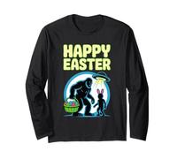 Joyeuses Pâques Bigfoot UFO Bunny Funny Easter Sasquatch Alien Manche Longue