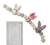 Joyeuses Pâques Bunny Garland, Pâques Felt Bunny Garland,Bannière de Porte de Lapin Bohême de Pâques Garland - Fournions de fête colorés Décoration de Couronne de Balle pour Le Mariage et la Ferme