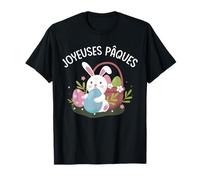 Joyeuses paques chasse aux oeufs déco enfants lapin panier T-Shirt