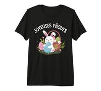 Joyeuses paques Chasse aux Oeufs déco Enfants Lapin Panier T-Shirt Haut de Gamme
