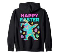 Joyeuses Pâques Dabbing Bunny Vibrant Lino Pop Art Kids Sweat à Capuche