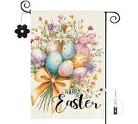 Joyeuses Pâques Fleurs Œufs De Pâques Lapin Fleurs Drapeau 30X45Cm Drapeaux Décoratif Double Face Bannière Cour Pour Dortoirs Ferme Fêtes