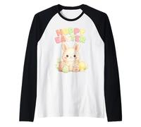 Joyeuses Pâques, Joli Lapin, Lapin, Chasse aux œufs, Motif printanier Manche Raglan