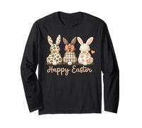Joyeuses Pâques, Joli Trio de Lapins, Spring Farmhouse Art, Femmes et Filles Manche Longue
