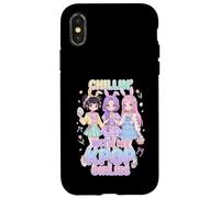 Joyeuses Pâques, la Mignonne Chibi Chillin avec Mes Filles Kpop Coque pour iPhone X/XS