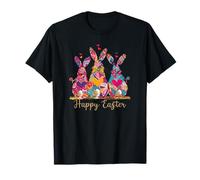 Joyeuses Pâques, Trois Lapins printaniers, Hoppy Spring Rabbit Happy T-Shirt