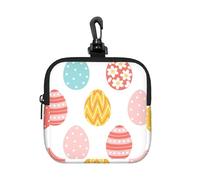 Joyeuses Pâques ! Œufs de Pâques colorés,Pochette de Rangement carrée à Fermeture éclair, Porte-Monnaie en néoprène, Petit Portefeuille, Pochette à Monnaie, Porte-Monnaie