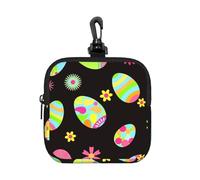 Joyeuses Pâques ! Œufs de Pâques colorés,Pochette de Rangement carrée à Fermeture éclair, Porte-Monnaie en néoprène, Petit Portefeuille, Pochette à Monnaie, Porte-Monnaie