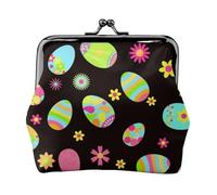 Joyeuses Pâques ! Œufs de Pâques colorés,Porte-Monnaie en Cuir PU, Petit Portefeuille, Pochette à Monnaie avec Fermoir Baiser